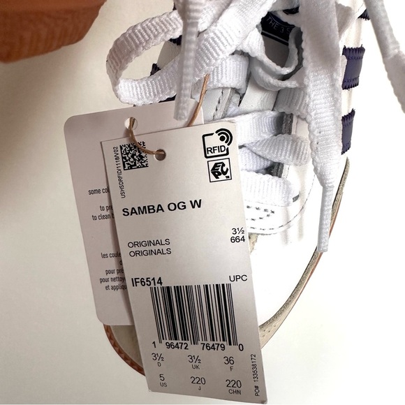 Adidas Samba OG White and Purple with Gum Sole size 5 NWT - Picture 10 of 11